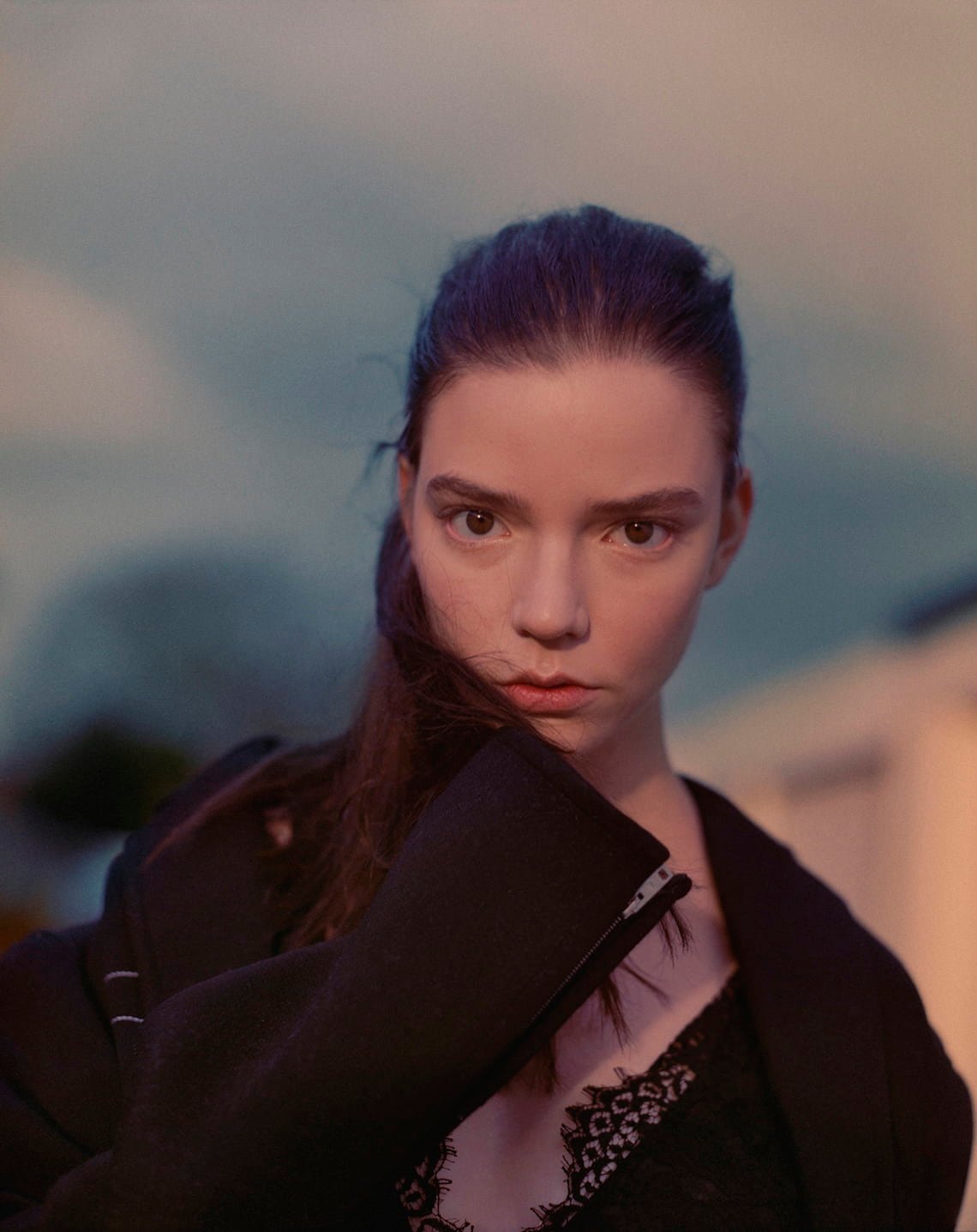 Anya Taylor Joy women actress brunette dark hair outdoors