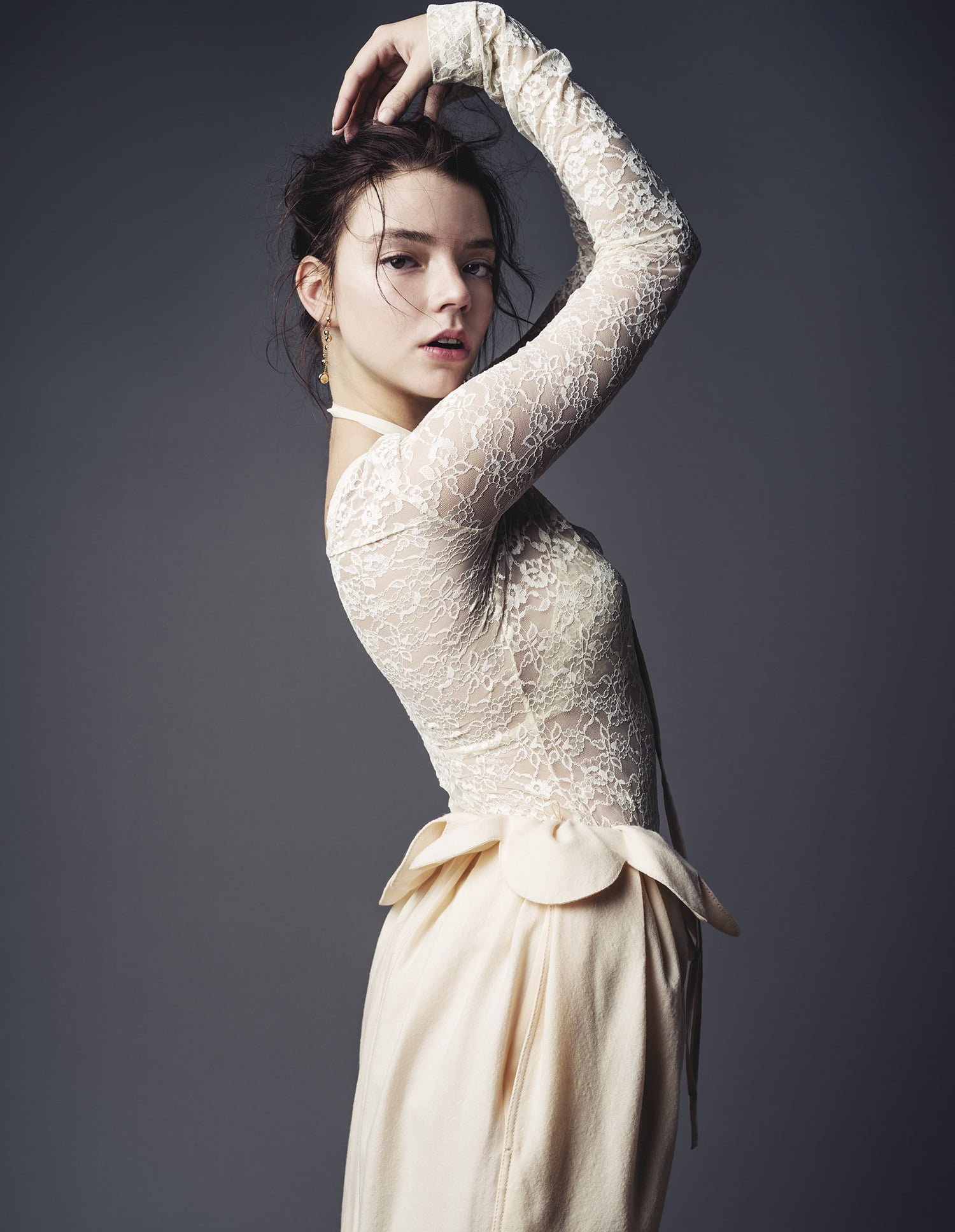 Anya Taylor Joy women actress brunette simple background