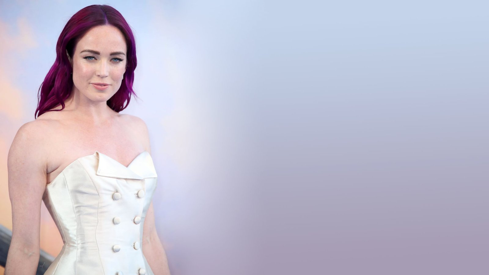 Caity Lotz actress simple background redhead dress women 2k