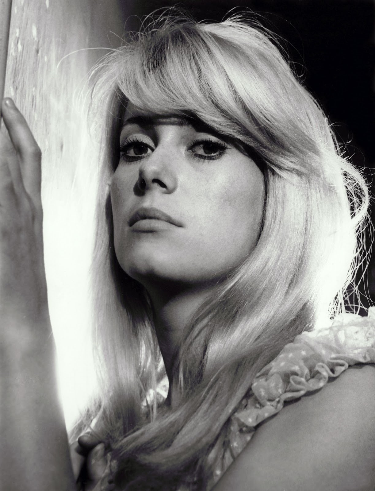 Catherine Deneuve actress monochrome hair portrait one person