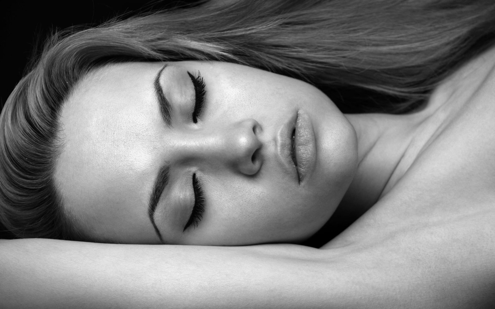 closed eyes portrait face women actress monochrome 2k