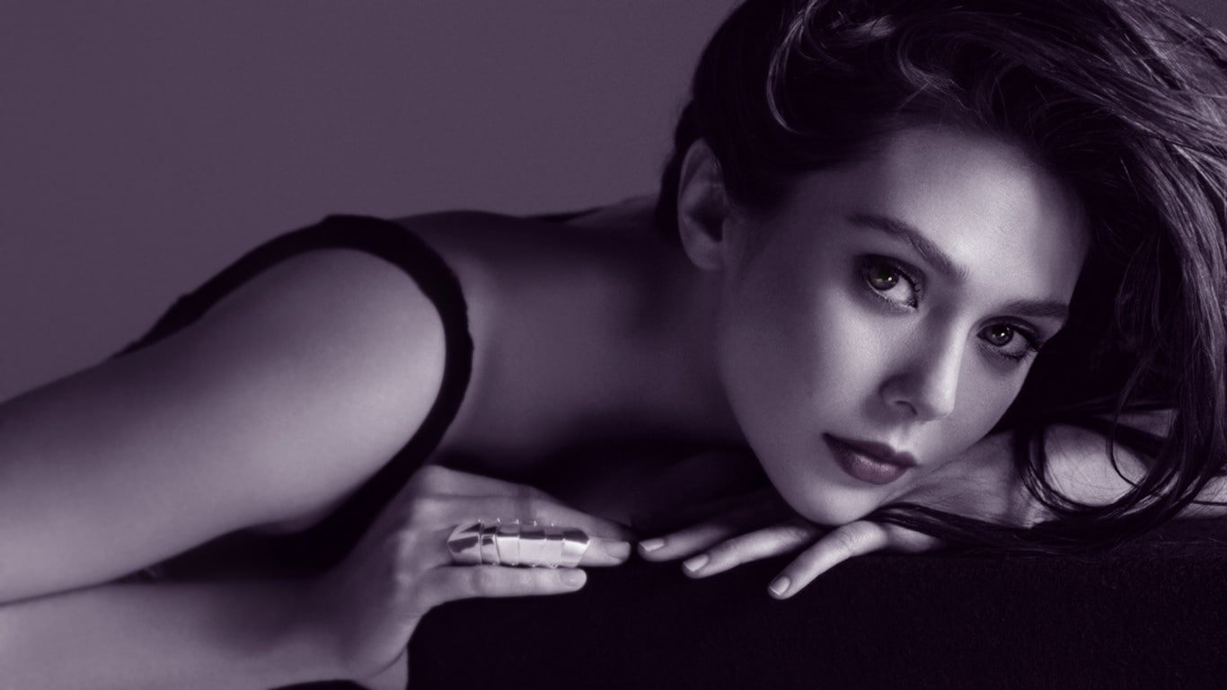 closeup Elizabeth Olsen women actress monochrome