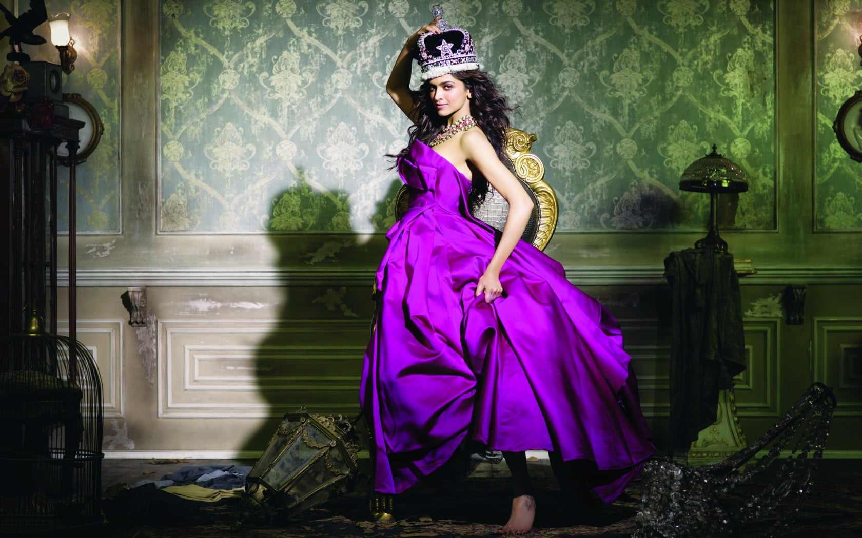 Deepika Padukone In Purple Dress women's purple staine tube ball gown