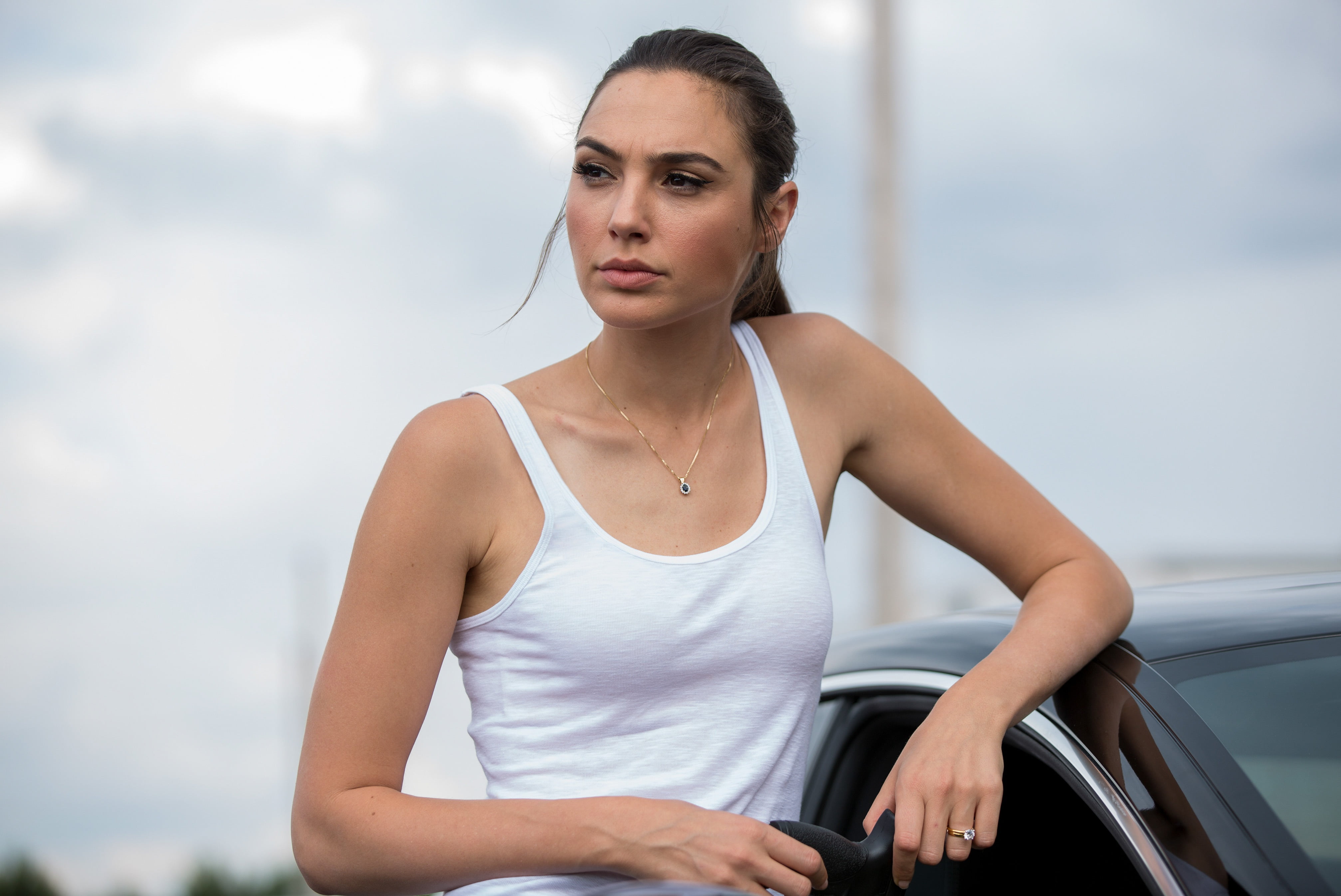 Gal Gadot actress women tank top white tops one person young adult 2k 4k