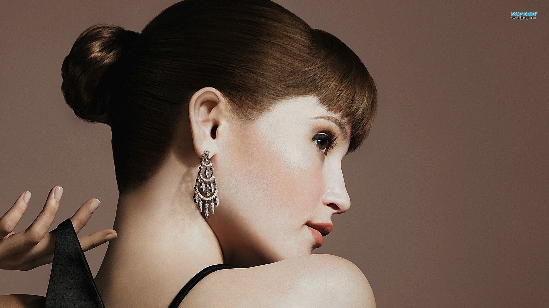 Gemma Arterton women face profile brunette looking away