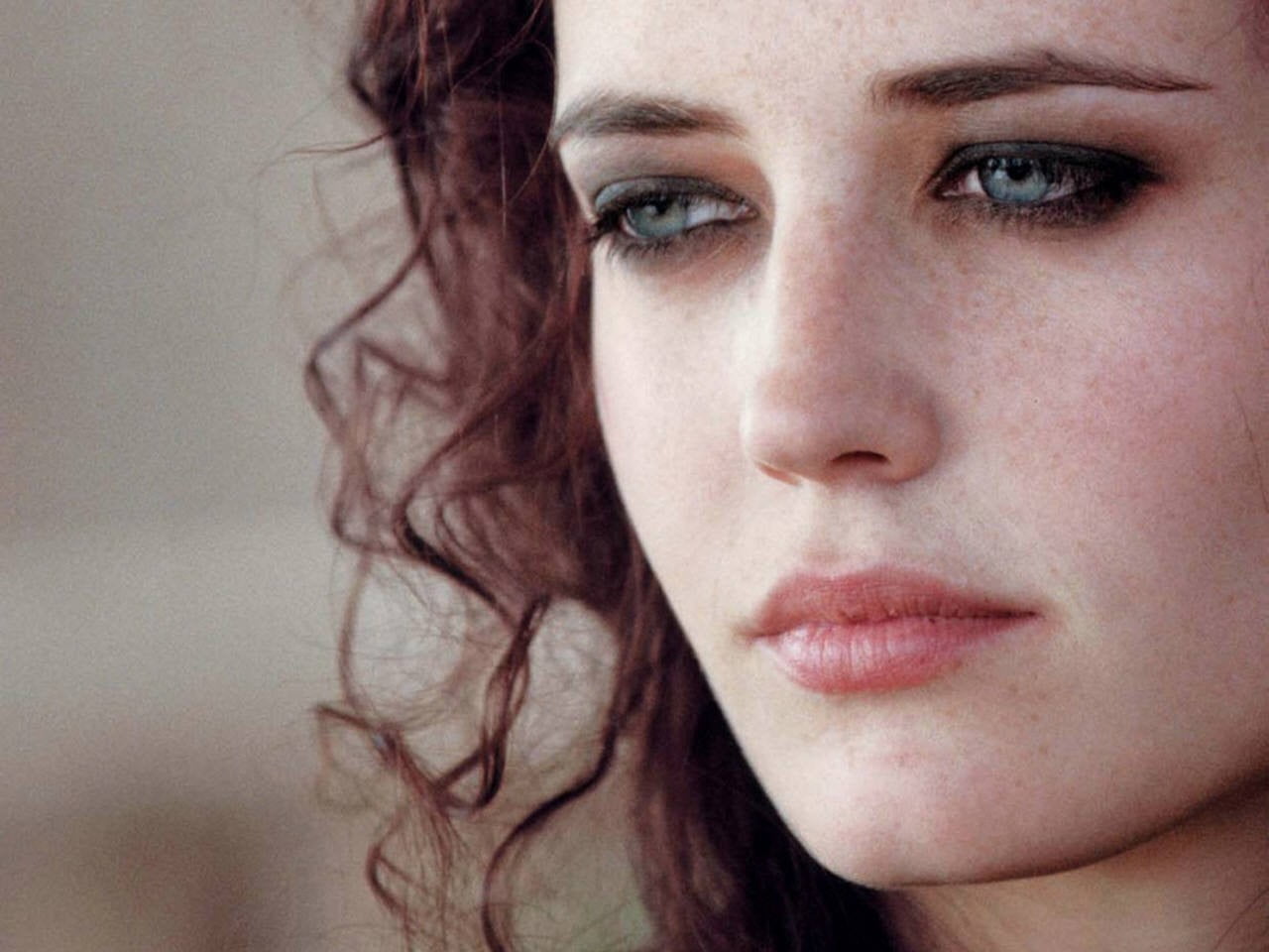 Eva Green actress women face freckles celebrity portrait