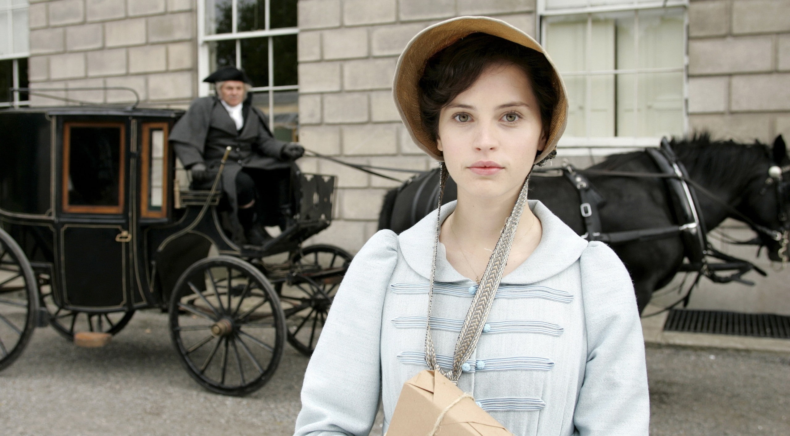 Felicity Jones actress women green eyes Northanger Abbey 2k
