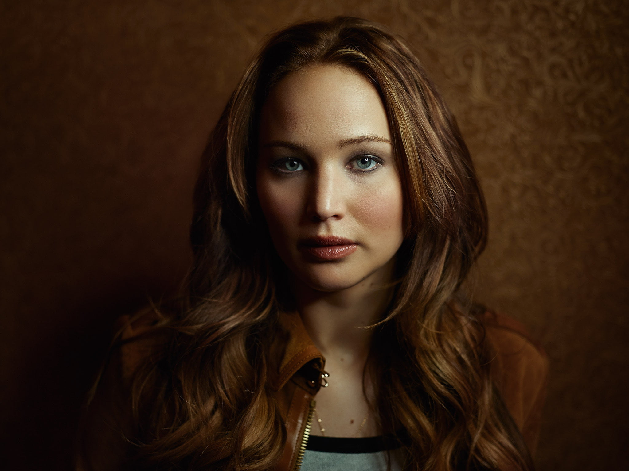 Jennifer Lawrence people face actress leather jackets portrait 2k