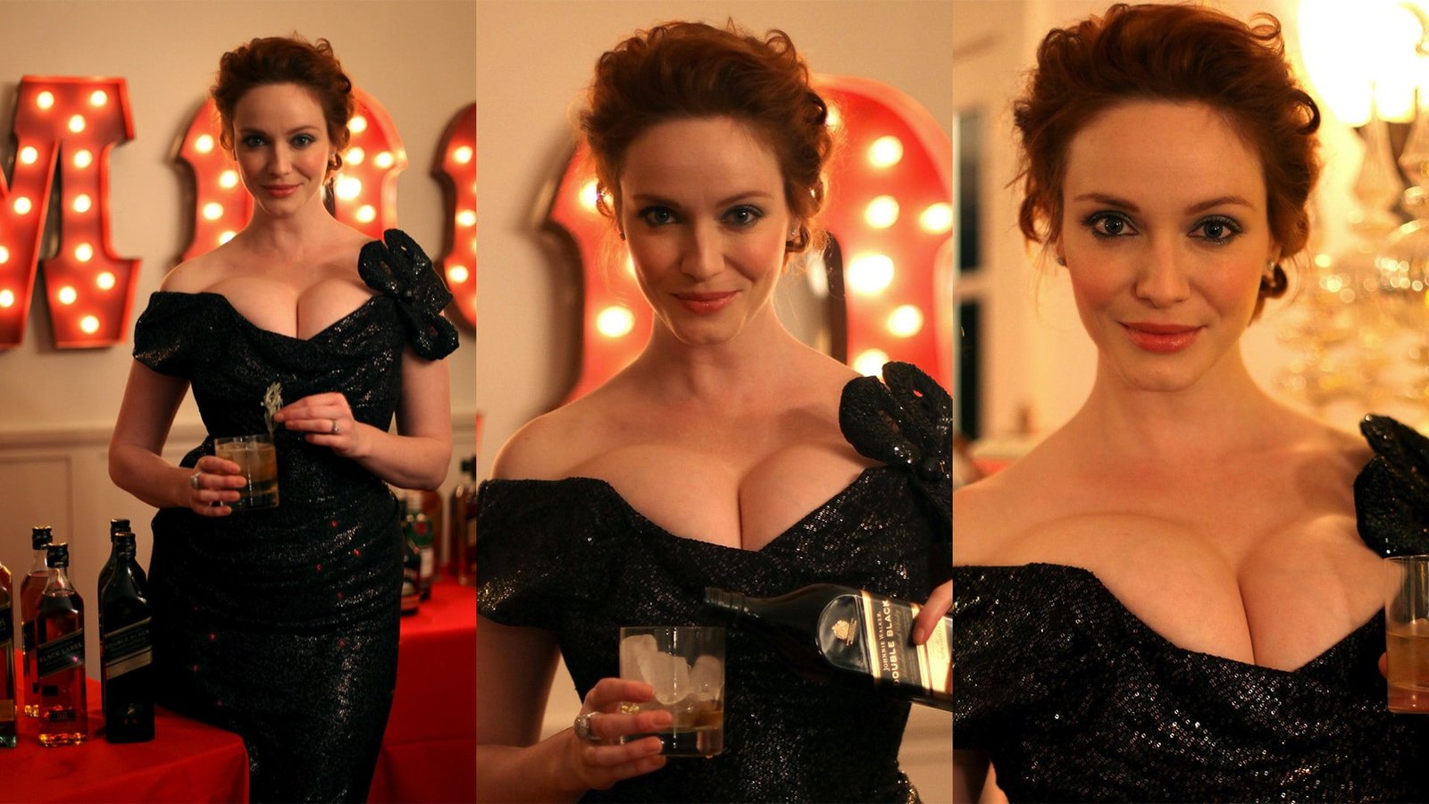 Johnnie Walker Christina Hendricks women redhead cleavage actress whisky
