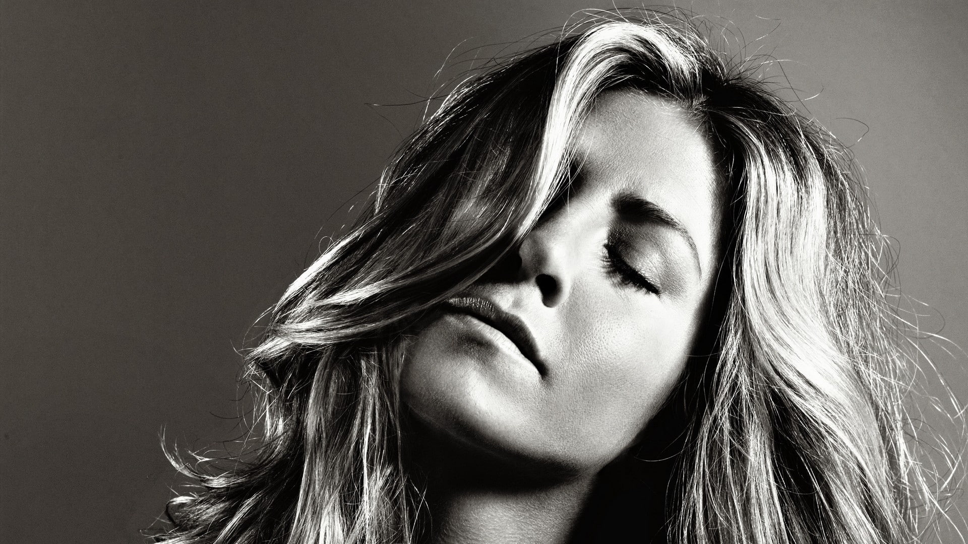 monochrome Jennifer Aniston closeup blonde sepia women