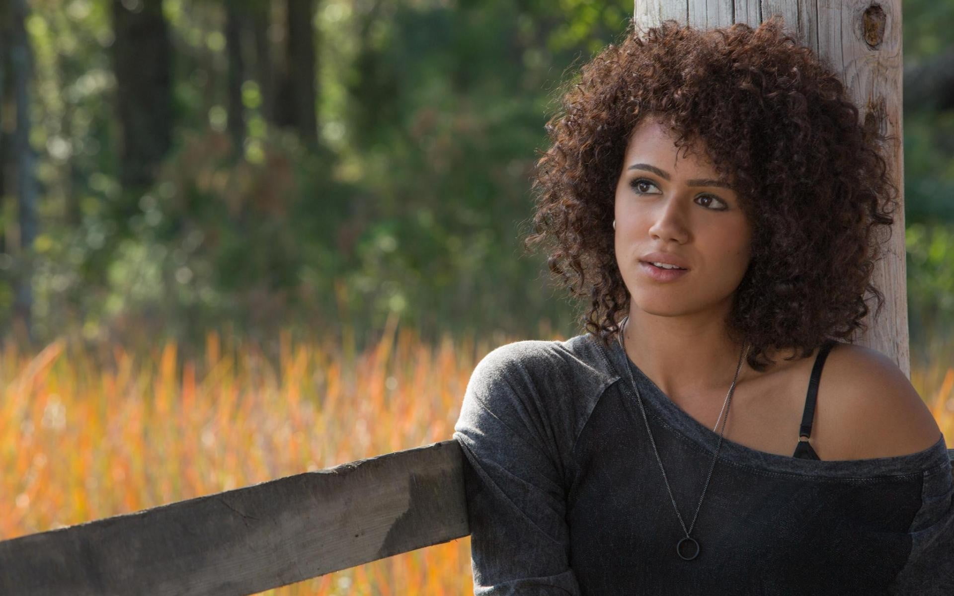Nathalie Emmanuel women curly hair actress ebony portrait