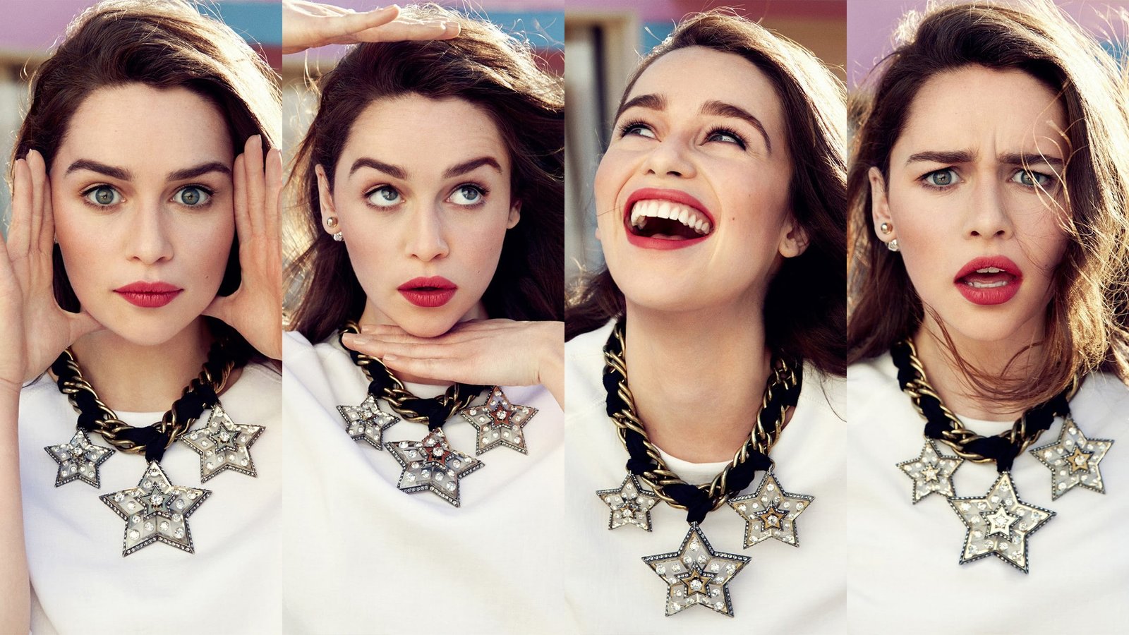 necklace collage celebrity open mouth smiling women brunette 42 2k