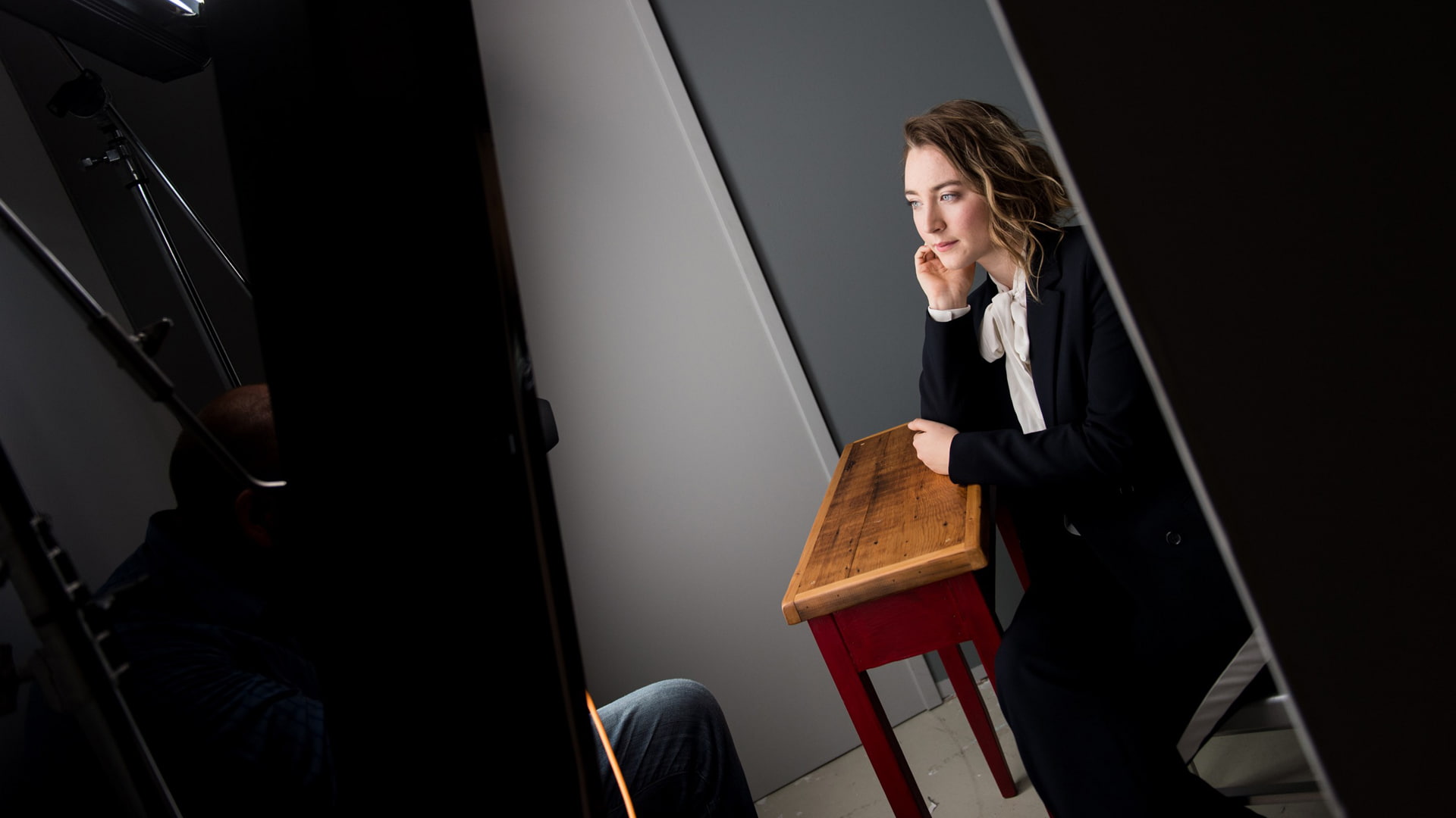 Saoirse Ronan blonde actress one person three quarter length