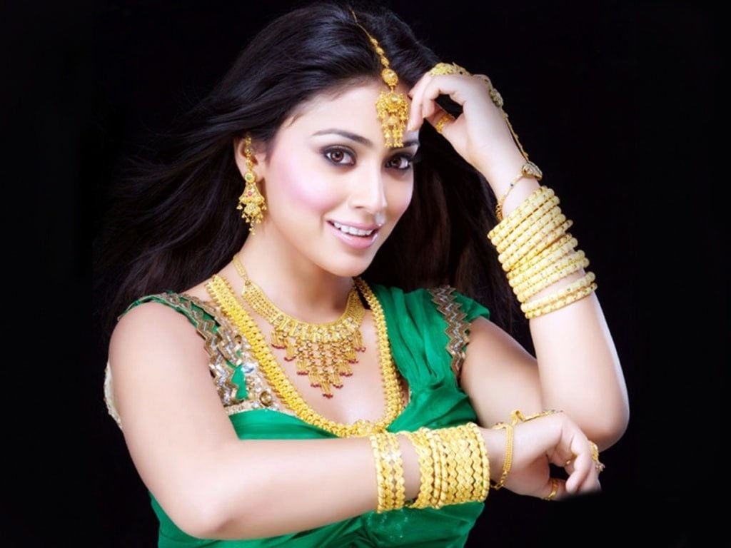 South Actress Shreya black background one person jewelry bracelet