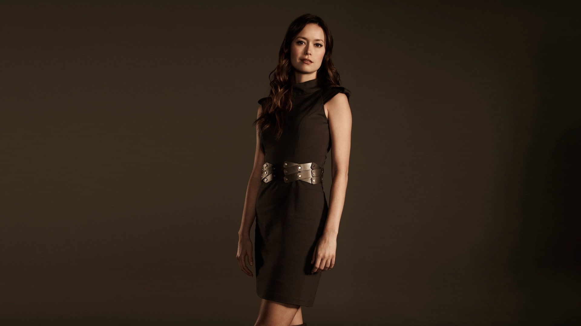 Summer Glau brunette women actress brown dress portrait