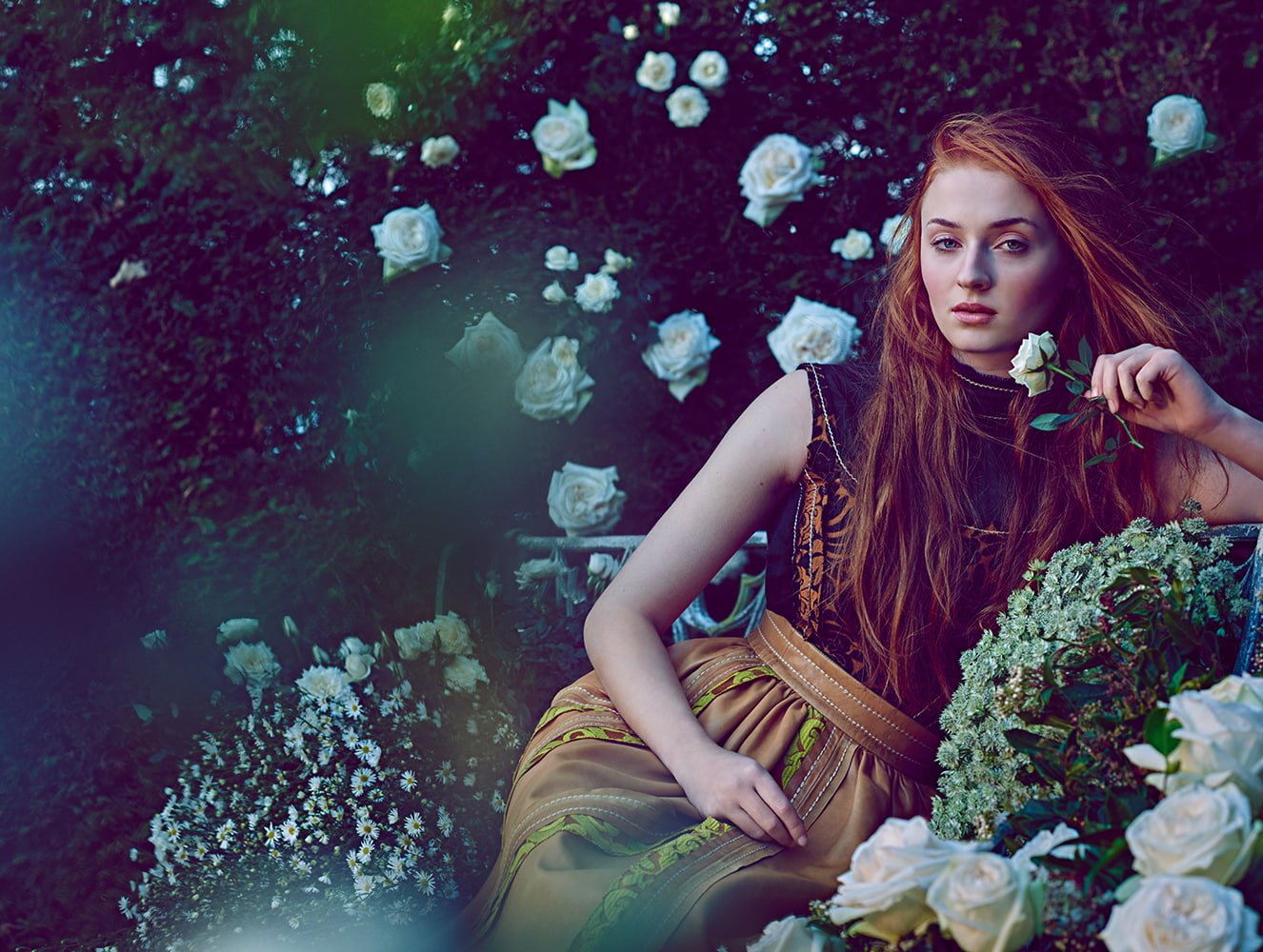 women actress blue eyes Sophie Turner redhead young adult