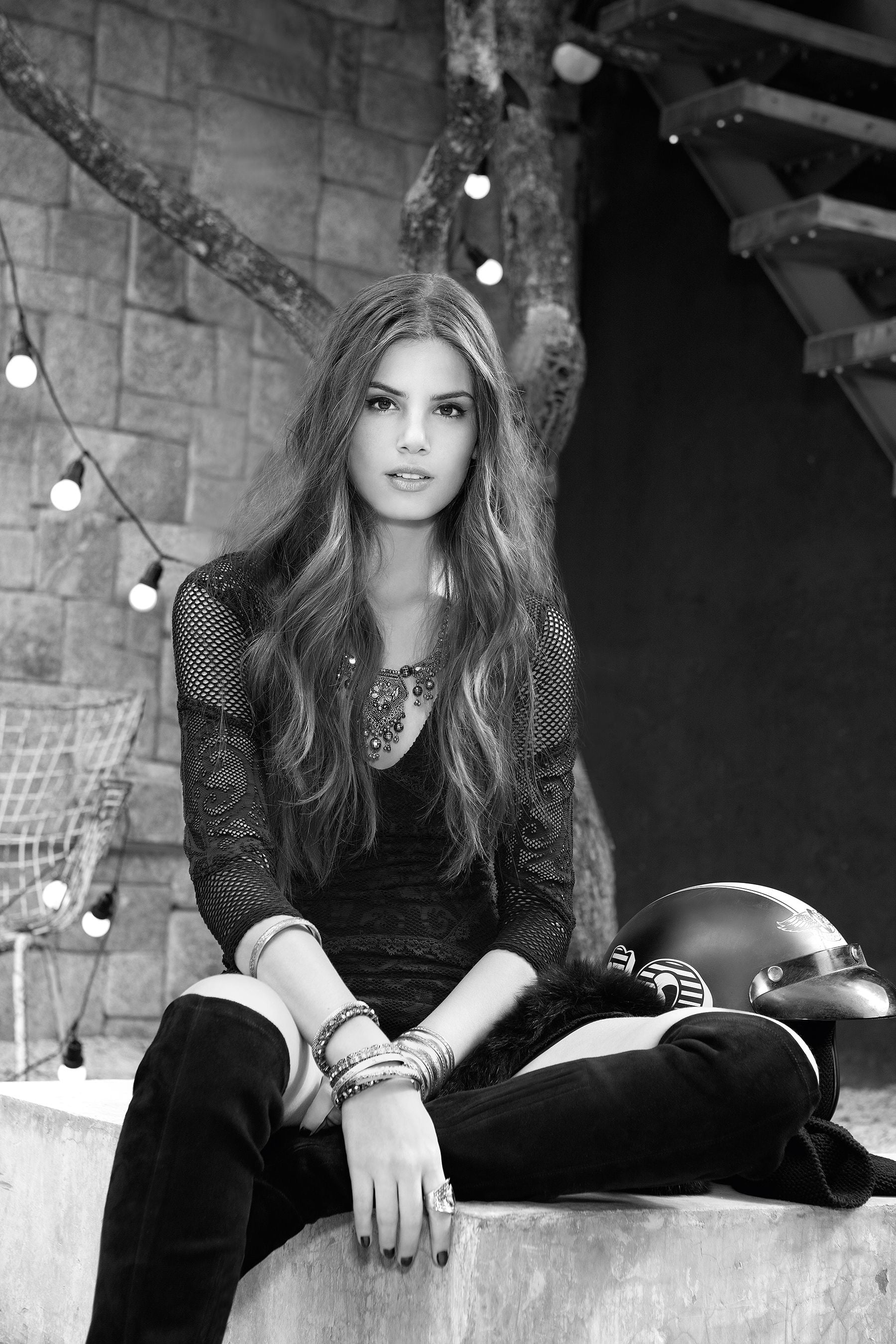 women actress brunette long hair Camila Queiroz portrait display