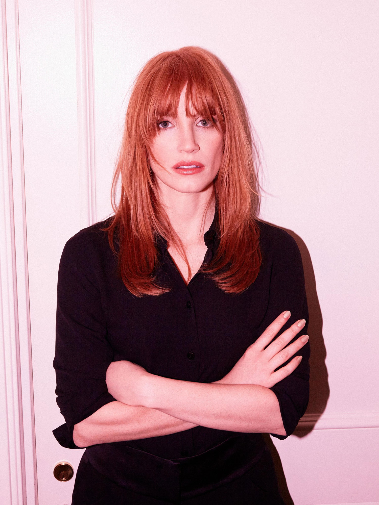 women actress Jessica Chastain portrait redhead looking at camera