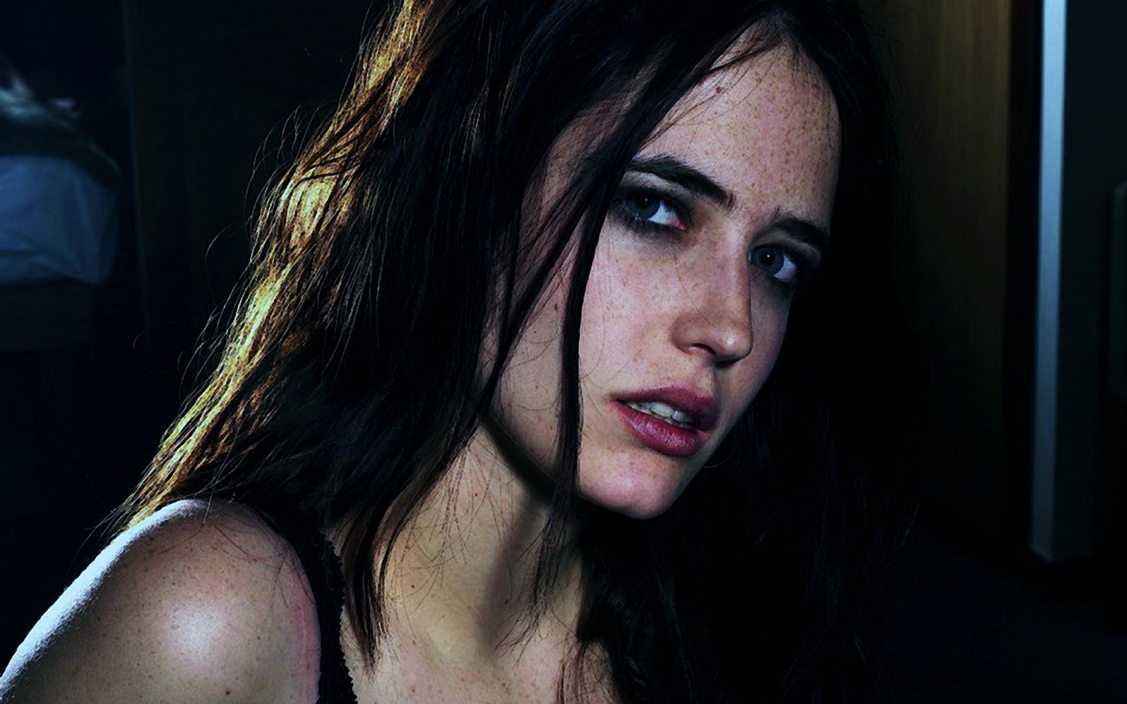 woman wearing black spaghetti strap top Eva Green women actress