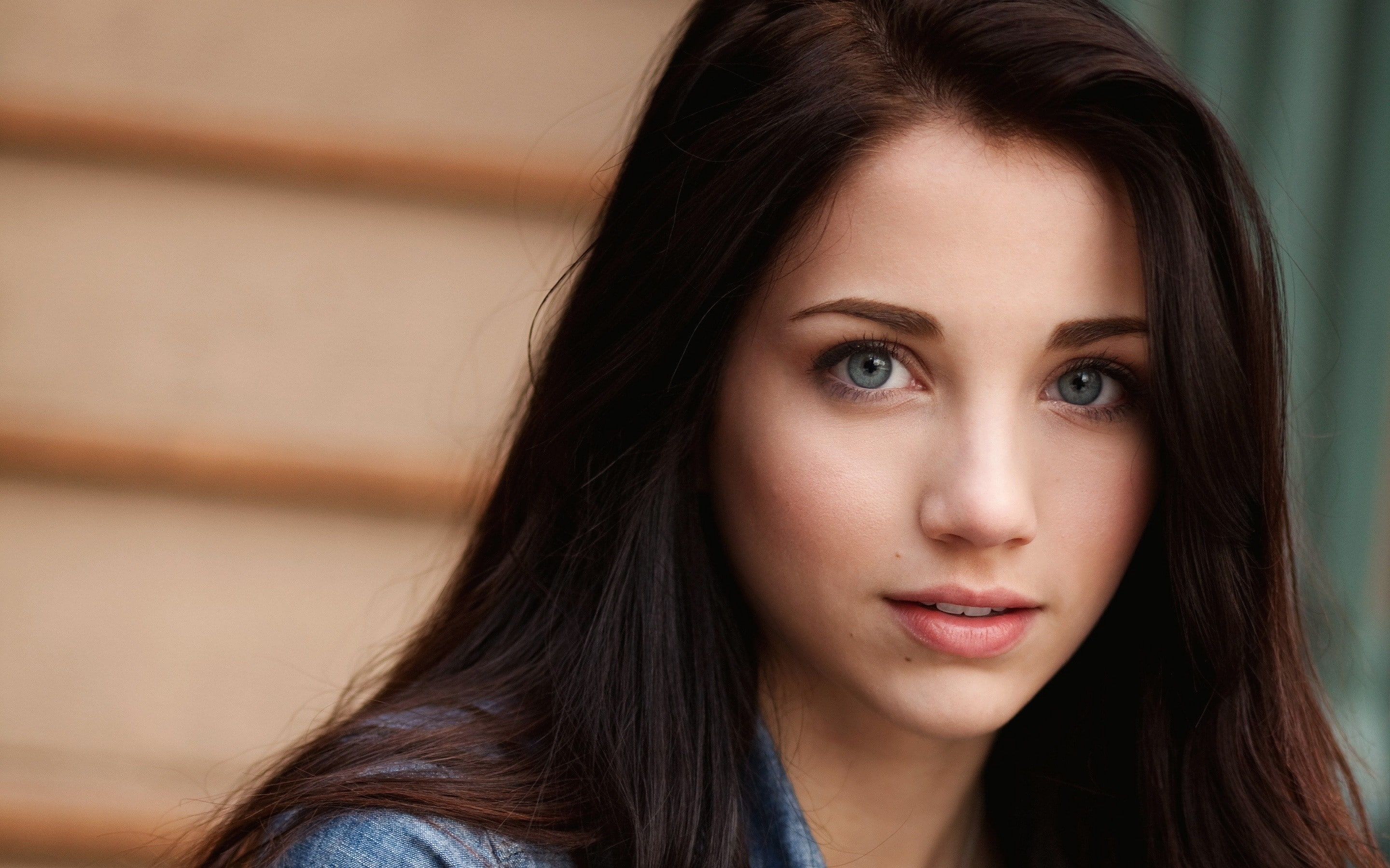 women Emily Rudd model brunette long hair portrait blue eyes 2k