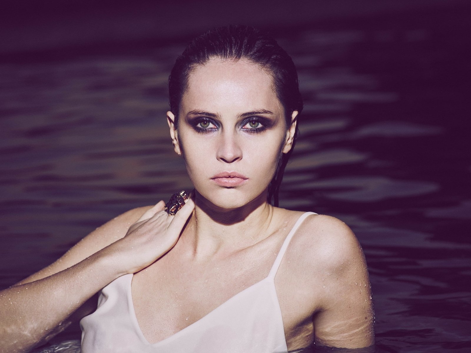 women Felicity Jones actress celebrity brunette wet hair