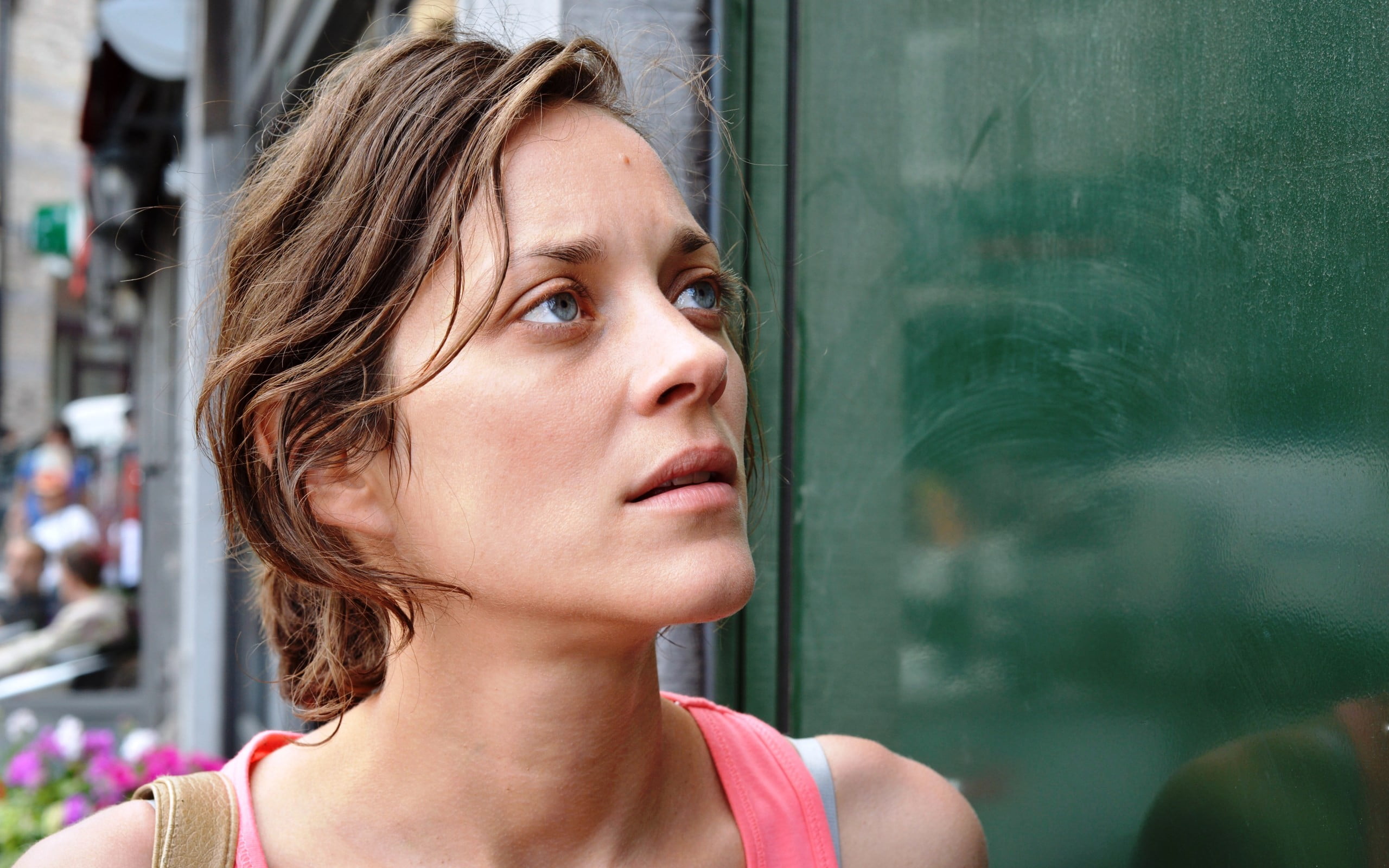 women Marion Cotillard blue eyes face brunette actress 2k