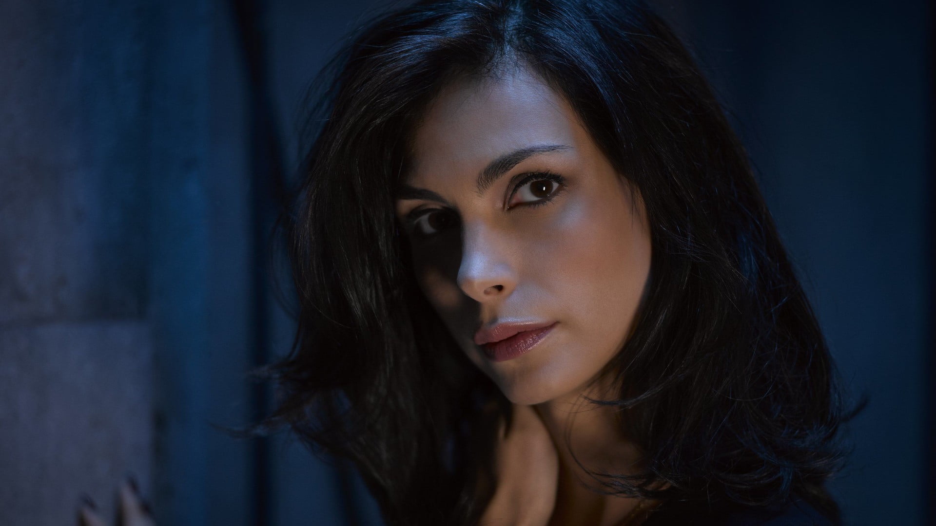 women's black top Morena Baccarin brunette brown eyes portrait