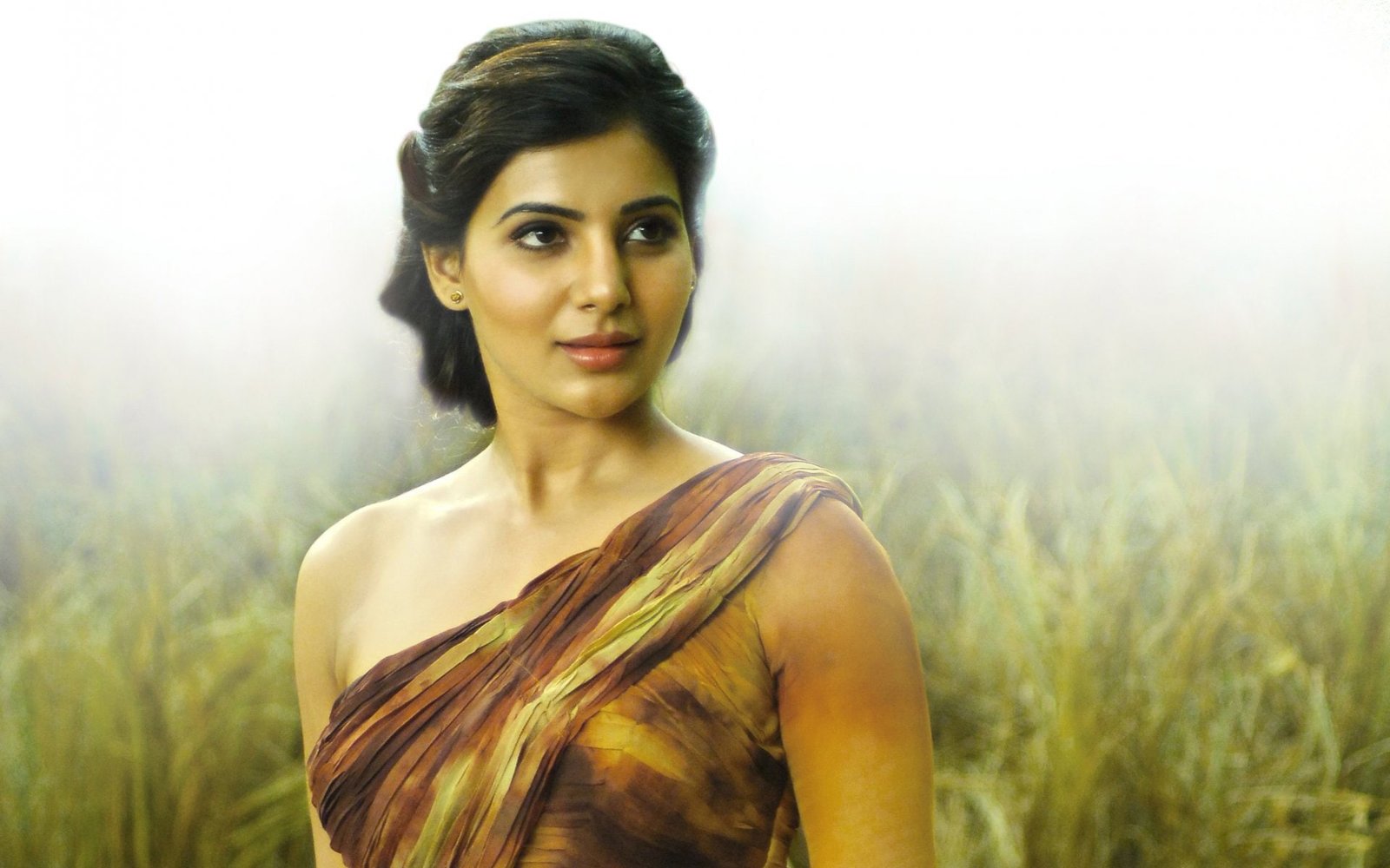 women's brown and black off shoulder top Actresses Samantha Ruth Prabhu