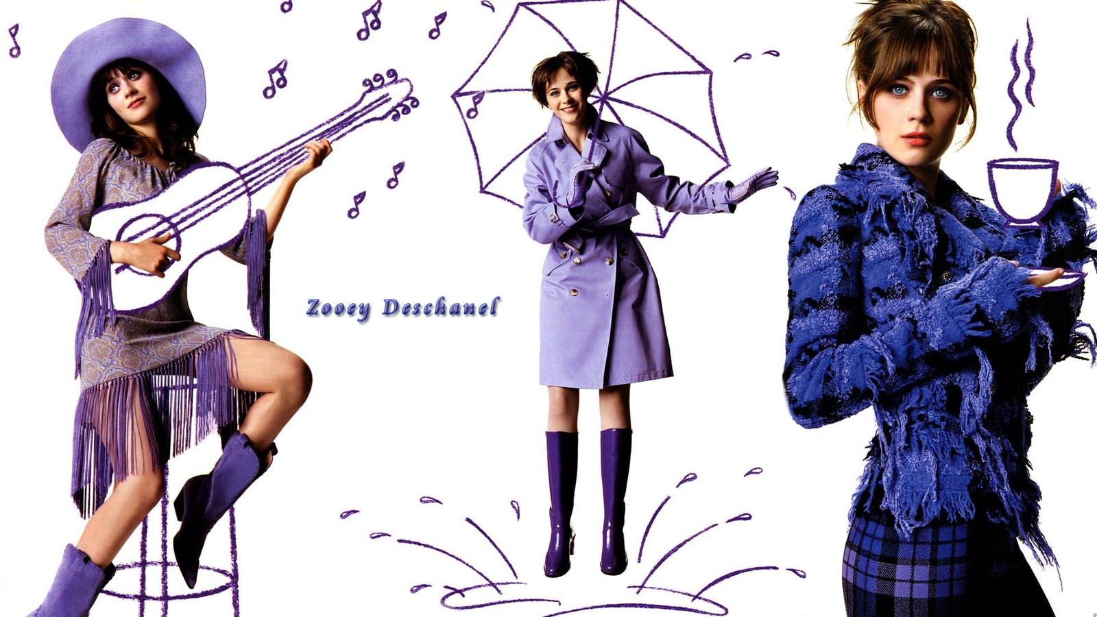 Zooey Deschanel celebrity collage hat actress women standing