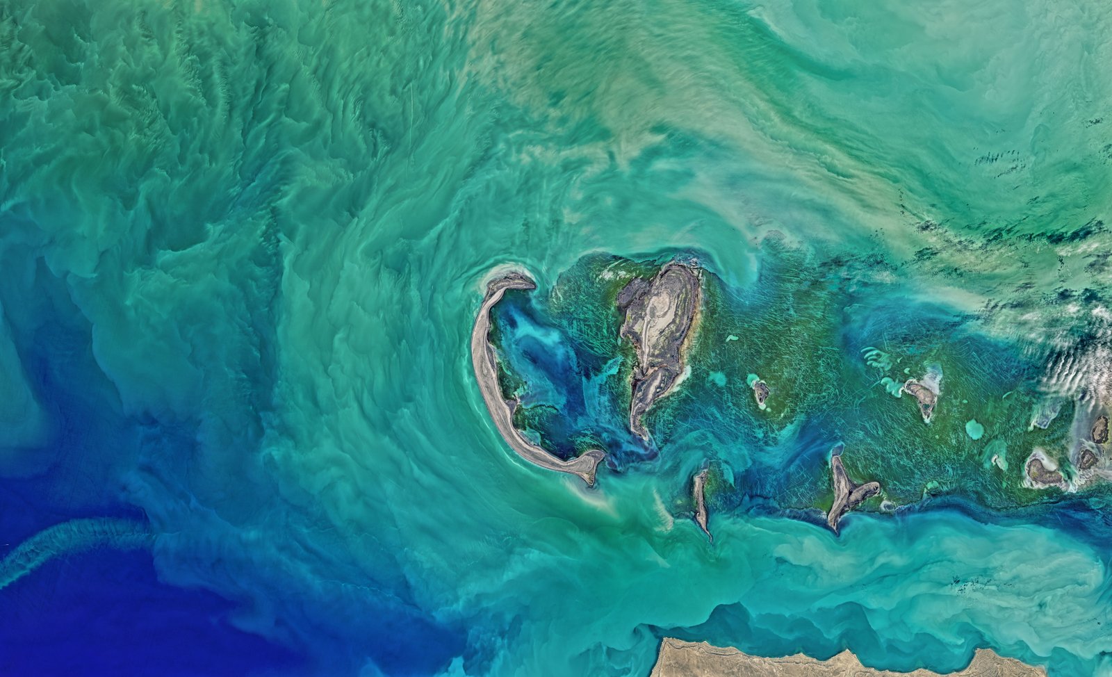 Aerial view Caspian Sea 2k 4k 5k 8k