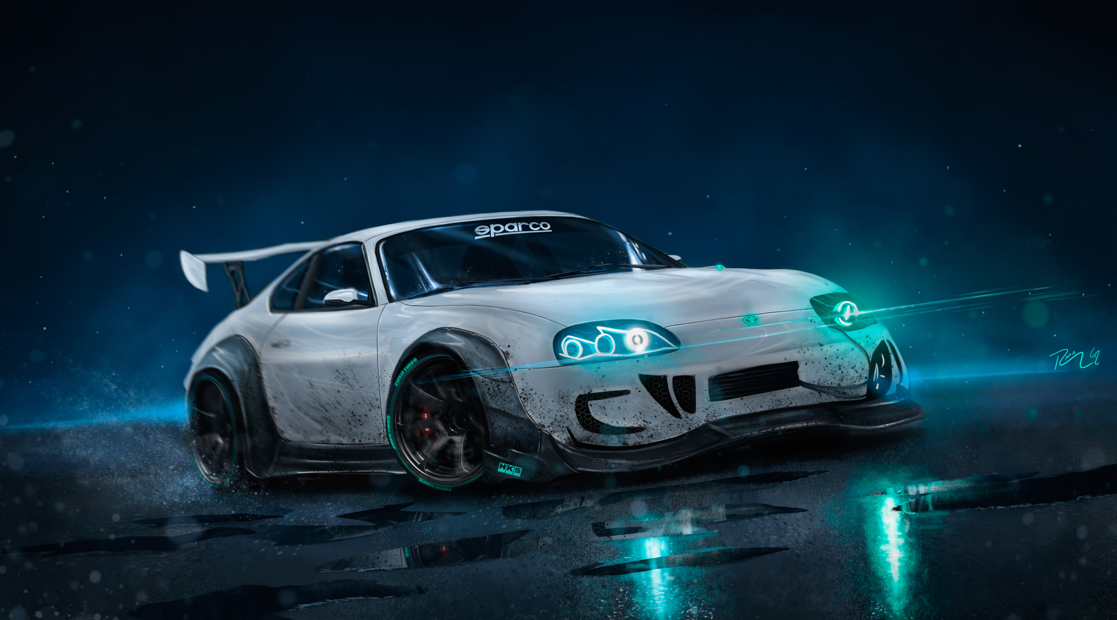 Drift Neon lights Toyota Supra Custom mode of transportation 2k 4k