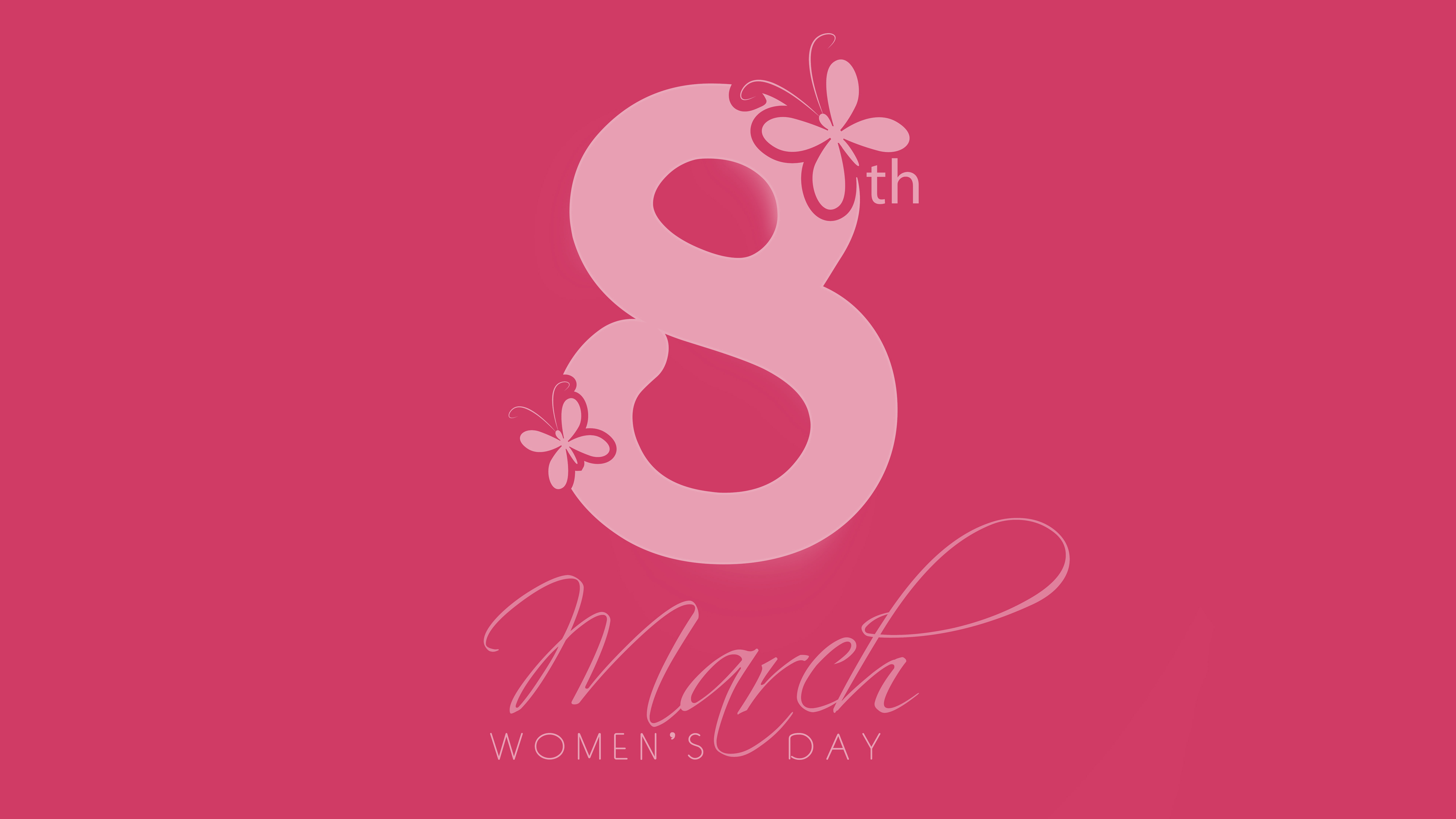 Pink background March 8 Womens Day 2k 4k 5k 8k