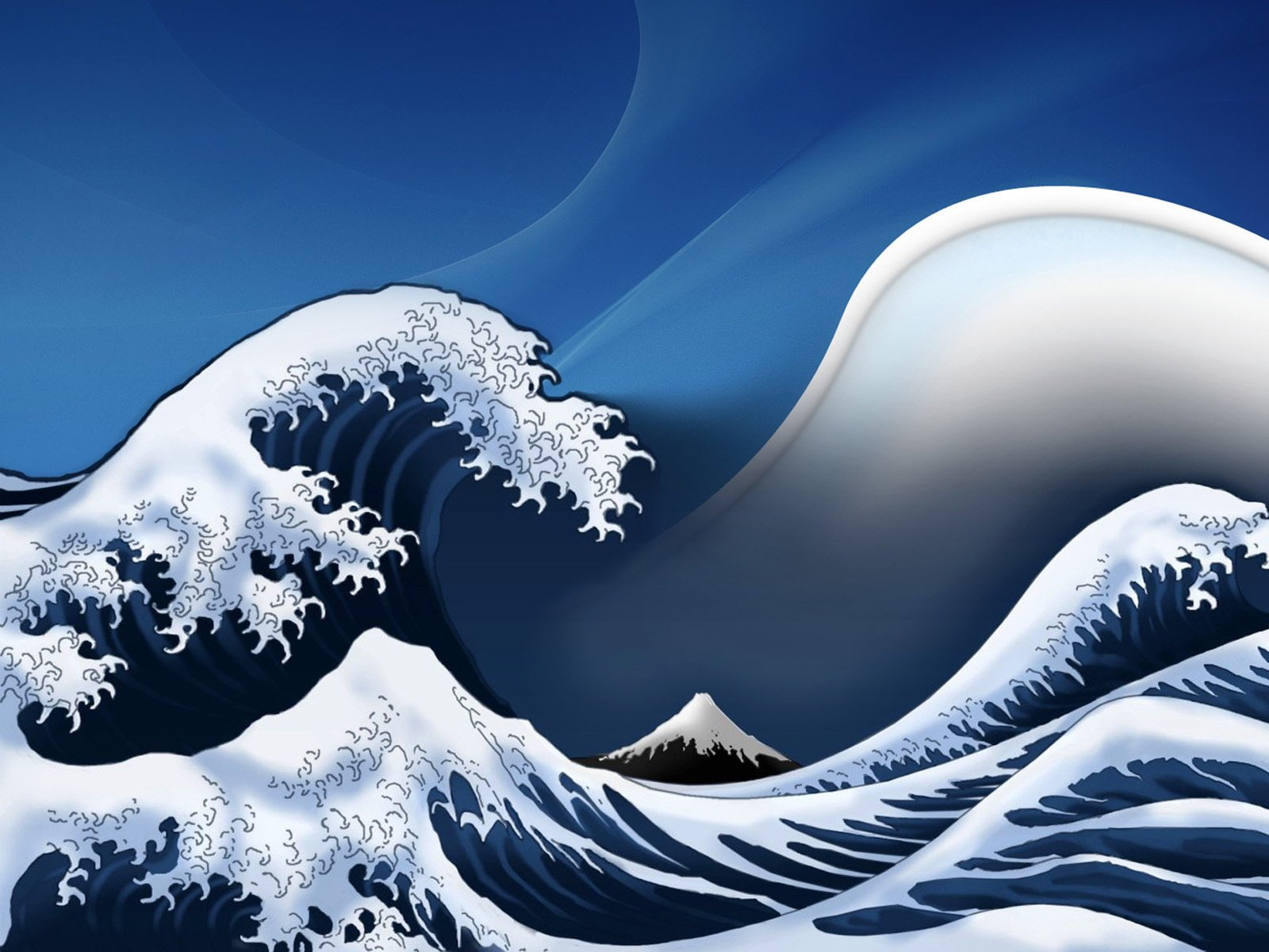 px art digital Great Kanagawa off the Wave waves Nature Forests HD Art 2k