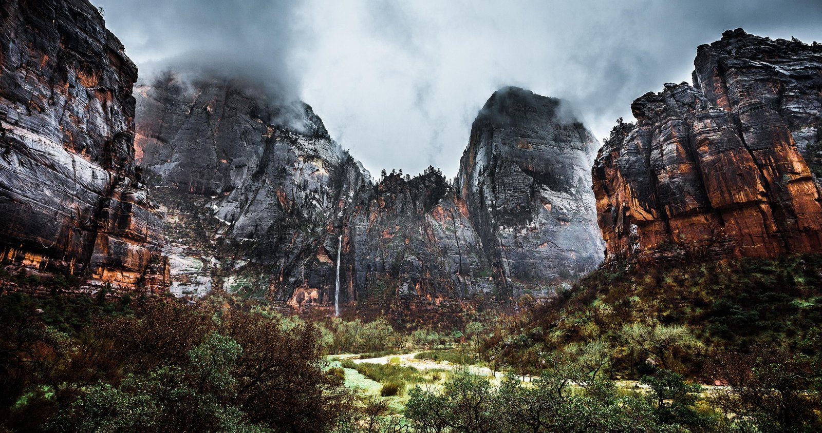 Zion waterfall after the storm