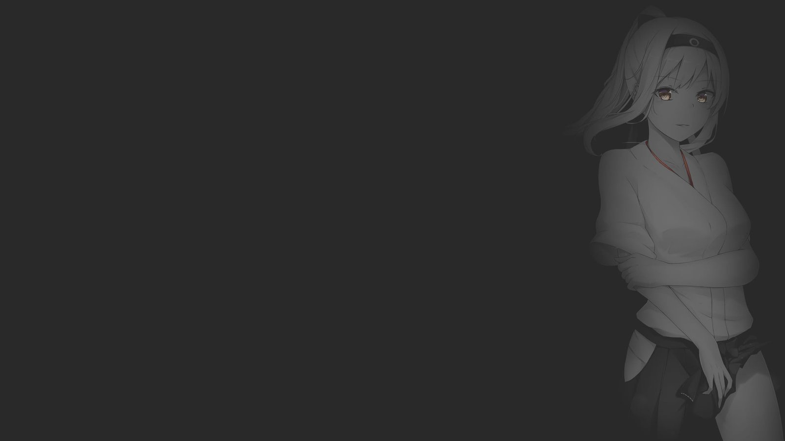 anime girls illustration fan art monochrome minimalism 2k