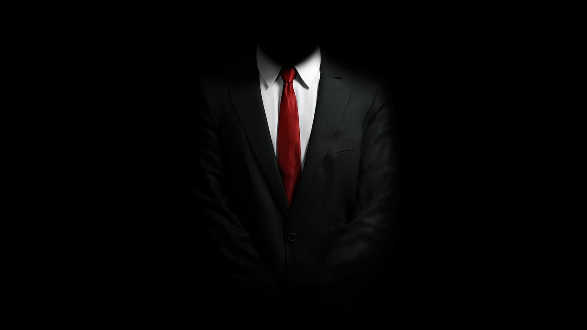 Hitman digital wallpaper man wearing black suit and red necktie 2k