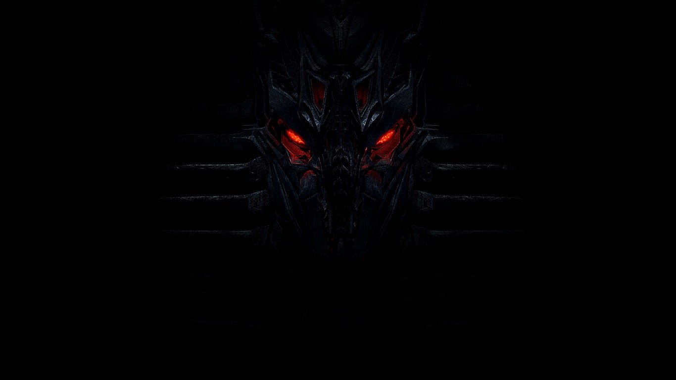 Transformer Megatron illustration red eyes black dark background