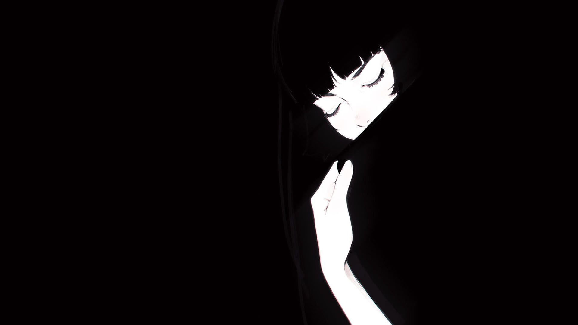 woman illustration anime girls Ilya Kuvshinov black background 2k