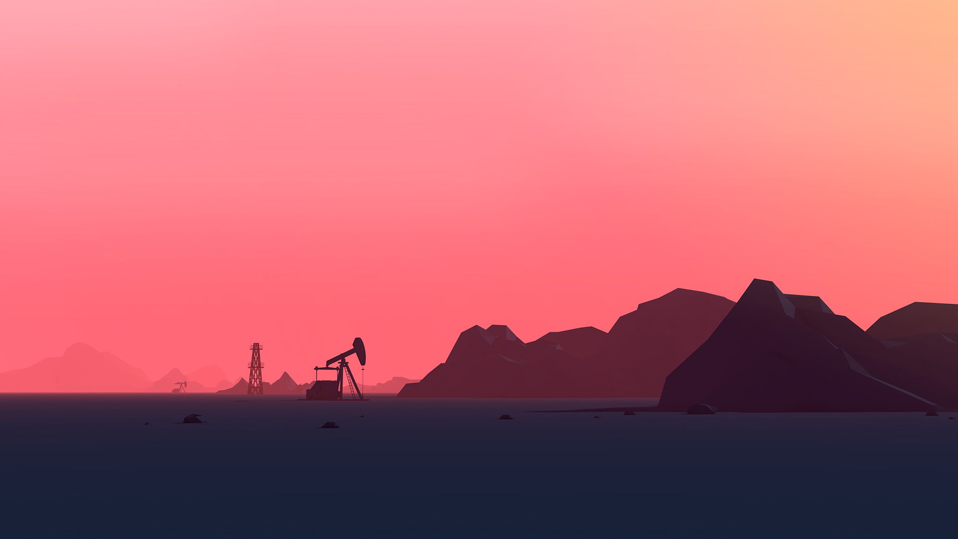 low poly digital art mountains desert landscape Mark Kirkpatrick 2k