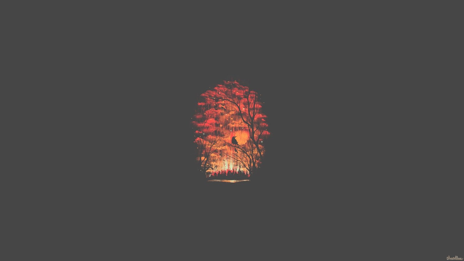 orange tree illustration red and brown pawinting simple 2k