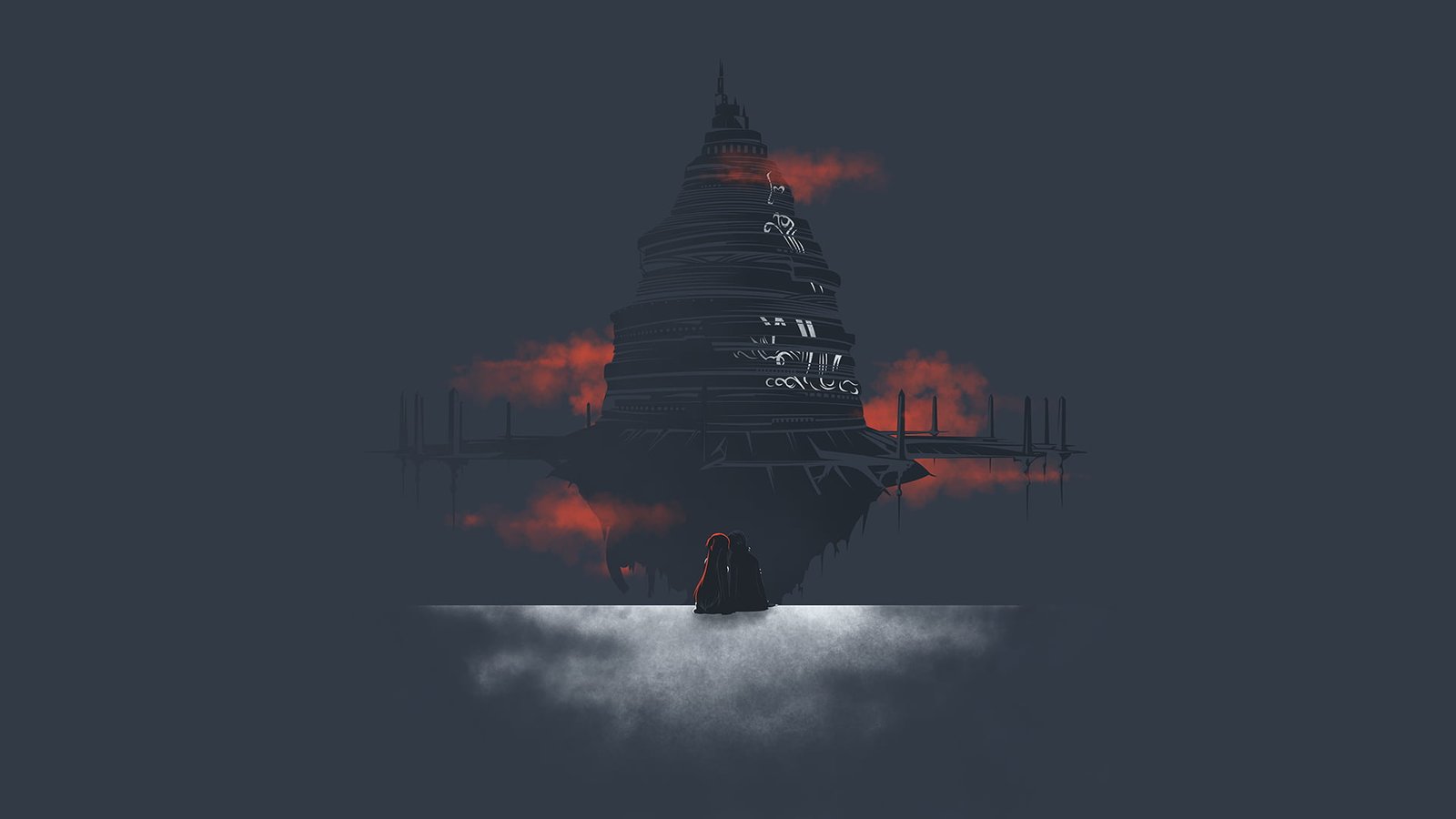 Sword Art Online illustration Kirigaya Kazuto Yuuki Asuna pagoda 2k