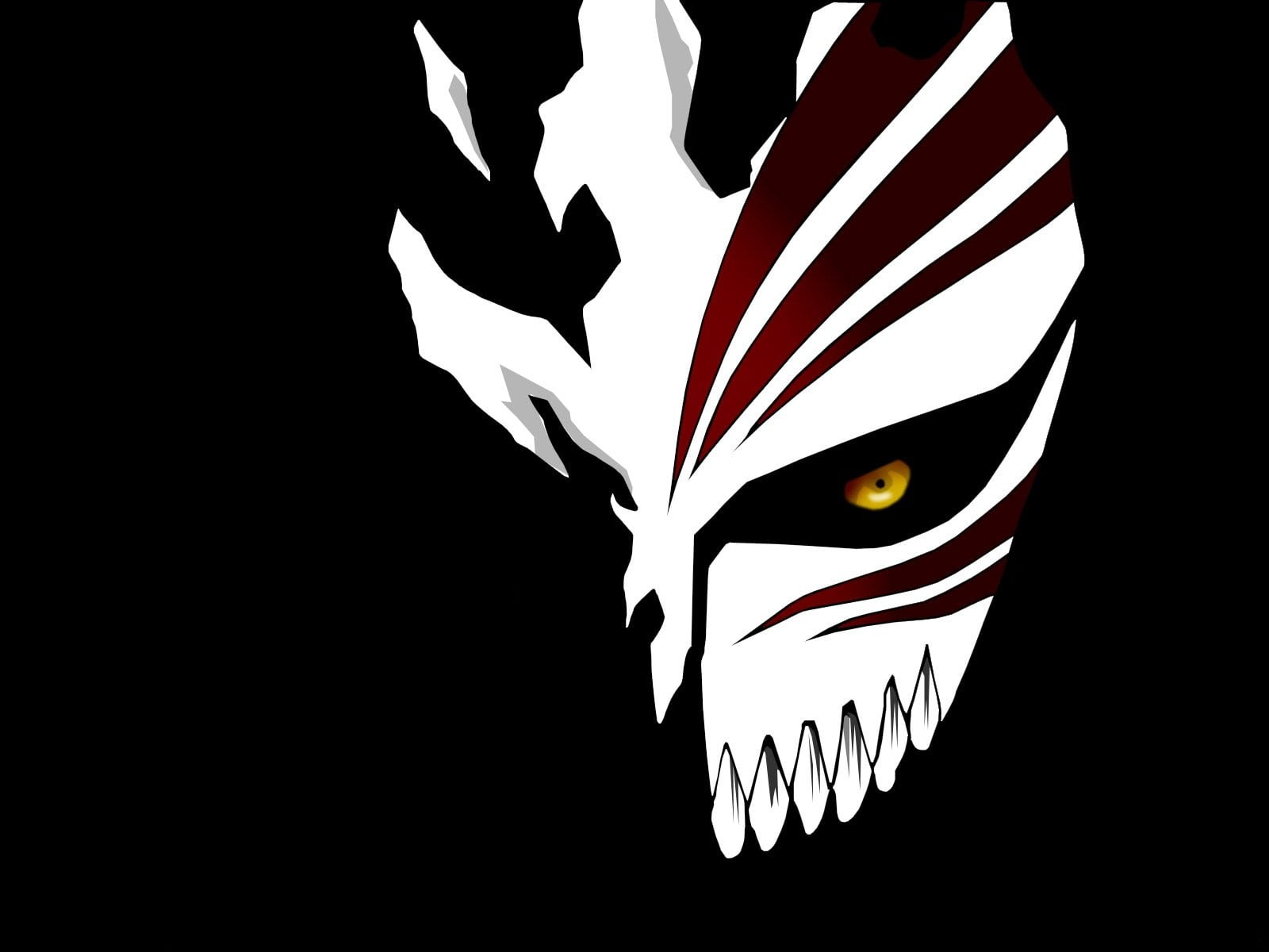 Bleach Ichigo Hollow mask anime eyes black background studio shot 2k