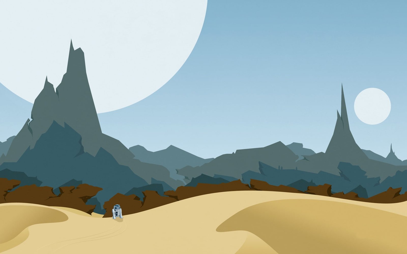 blue mountain illustration nature minimalism cartoon Star Wars 2k
