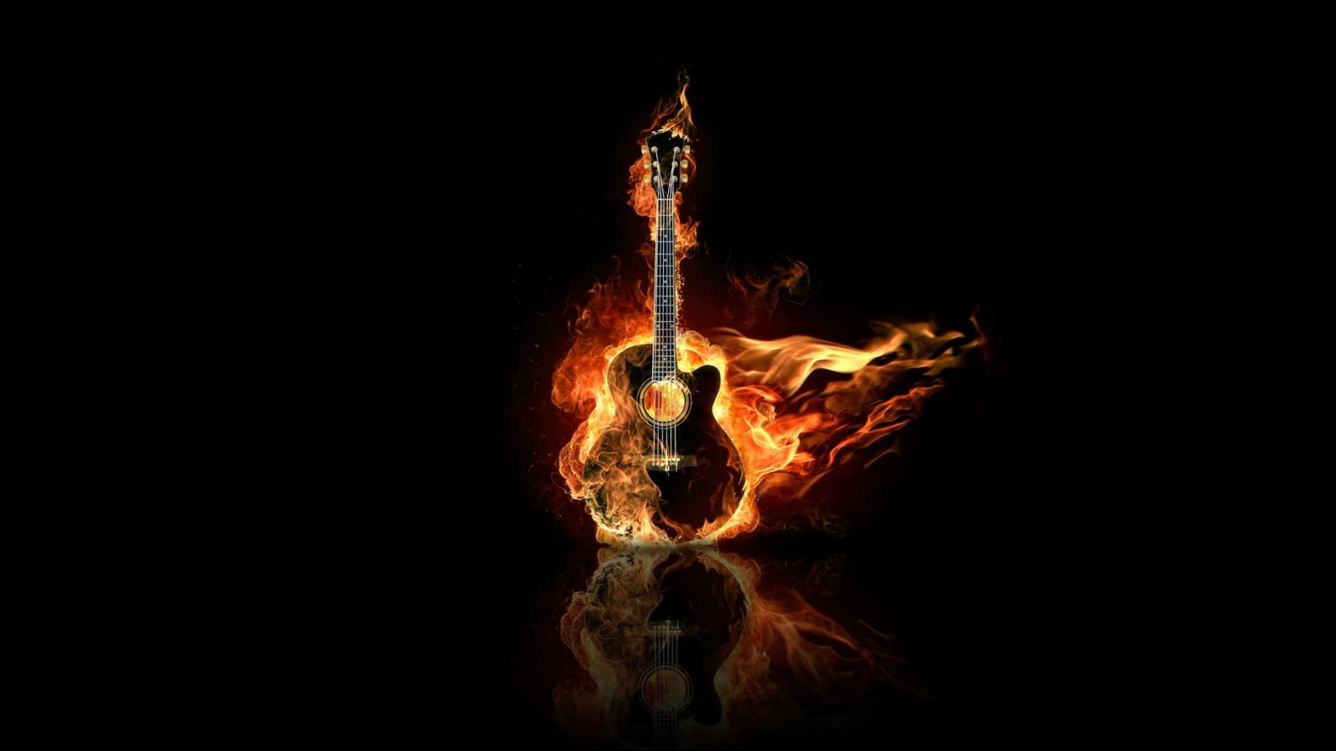 Guitar On Fire burn music and abstract 2k