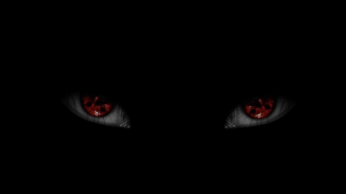 minimalism Naruto Shippuuden anime red eyes Sharingan black background