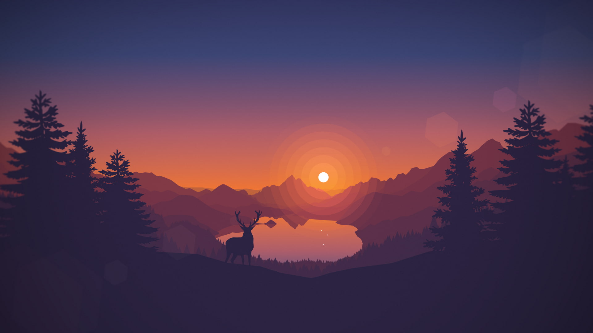 nature vector Firewatch artwork landscape drawing warm colors 2k