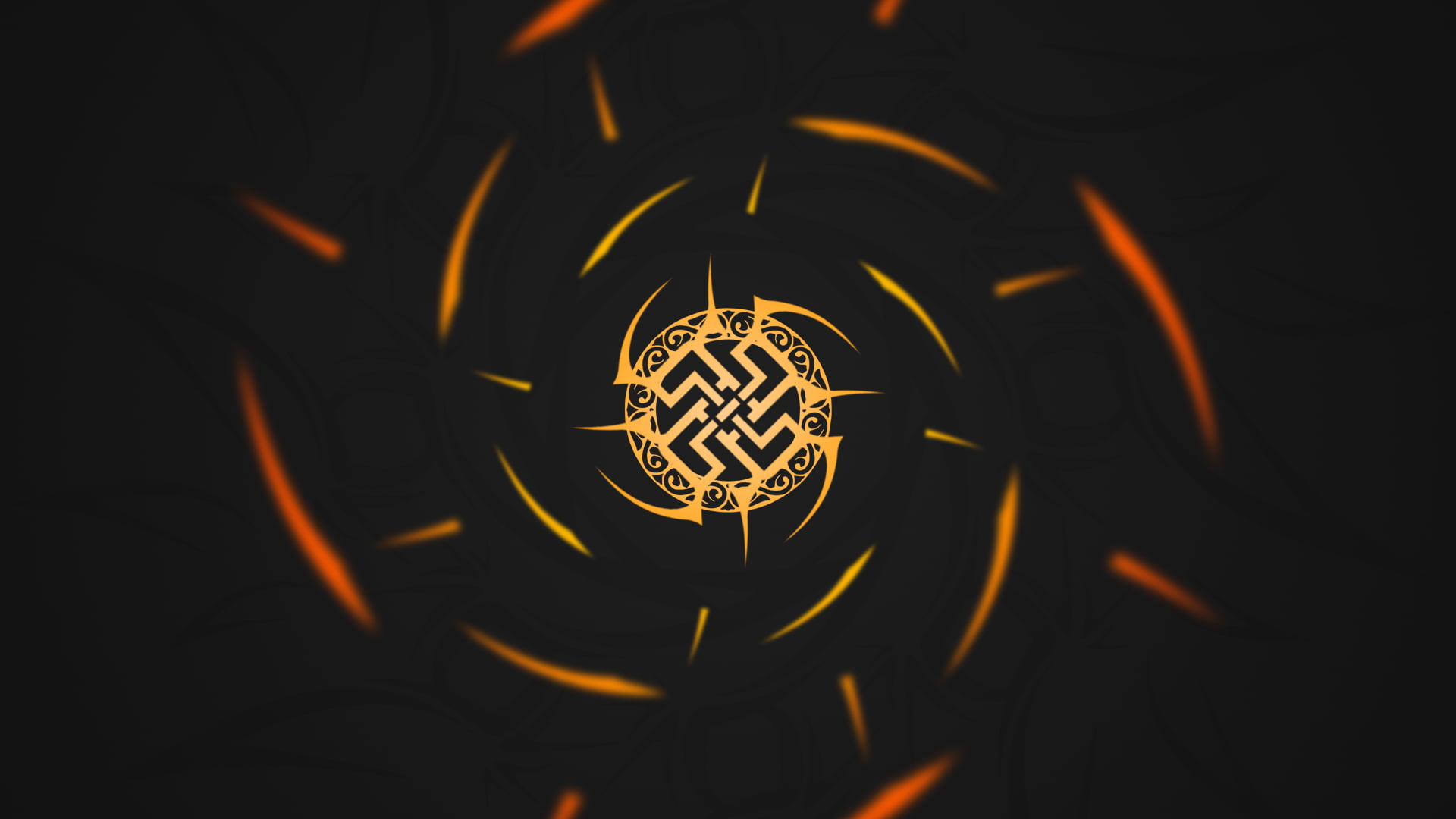 round yellow and black logo digital wallpaper abstract tribal 2k