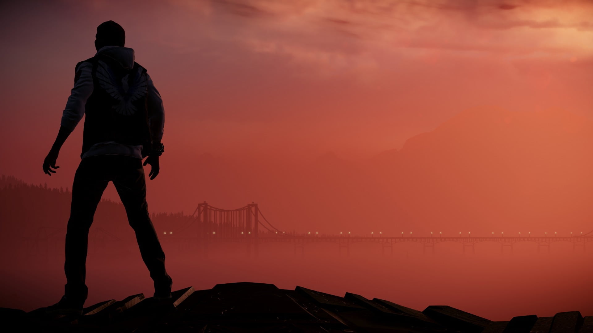 silhouette of man wallpaper Delsin Rowe Infamous Second Son 2k