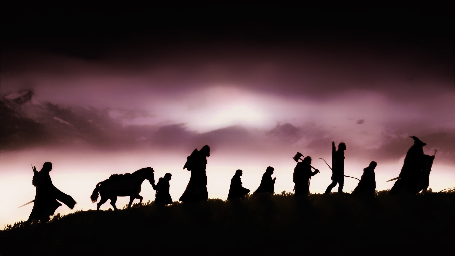 silhouette of people walking painting The Lord the Rings 2k