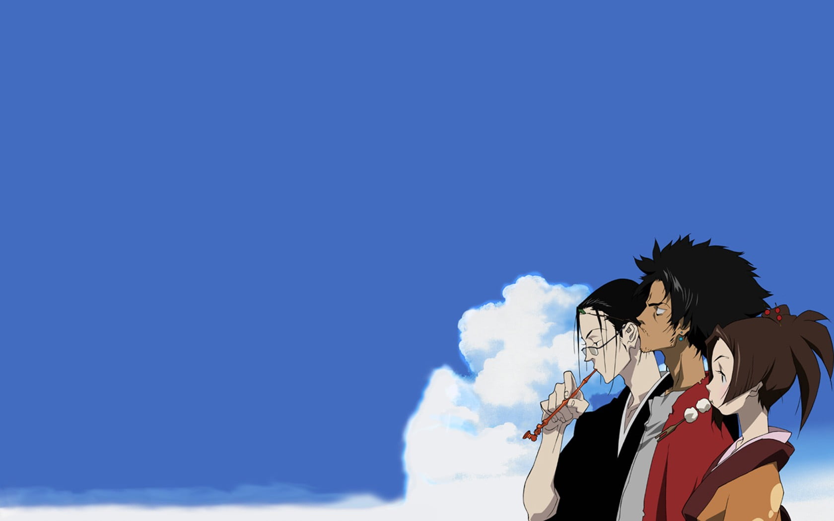 three anime characters Samurai Champloo Mugen girls 2k